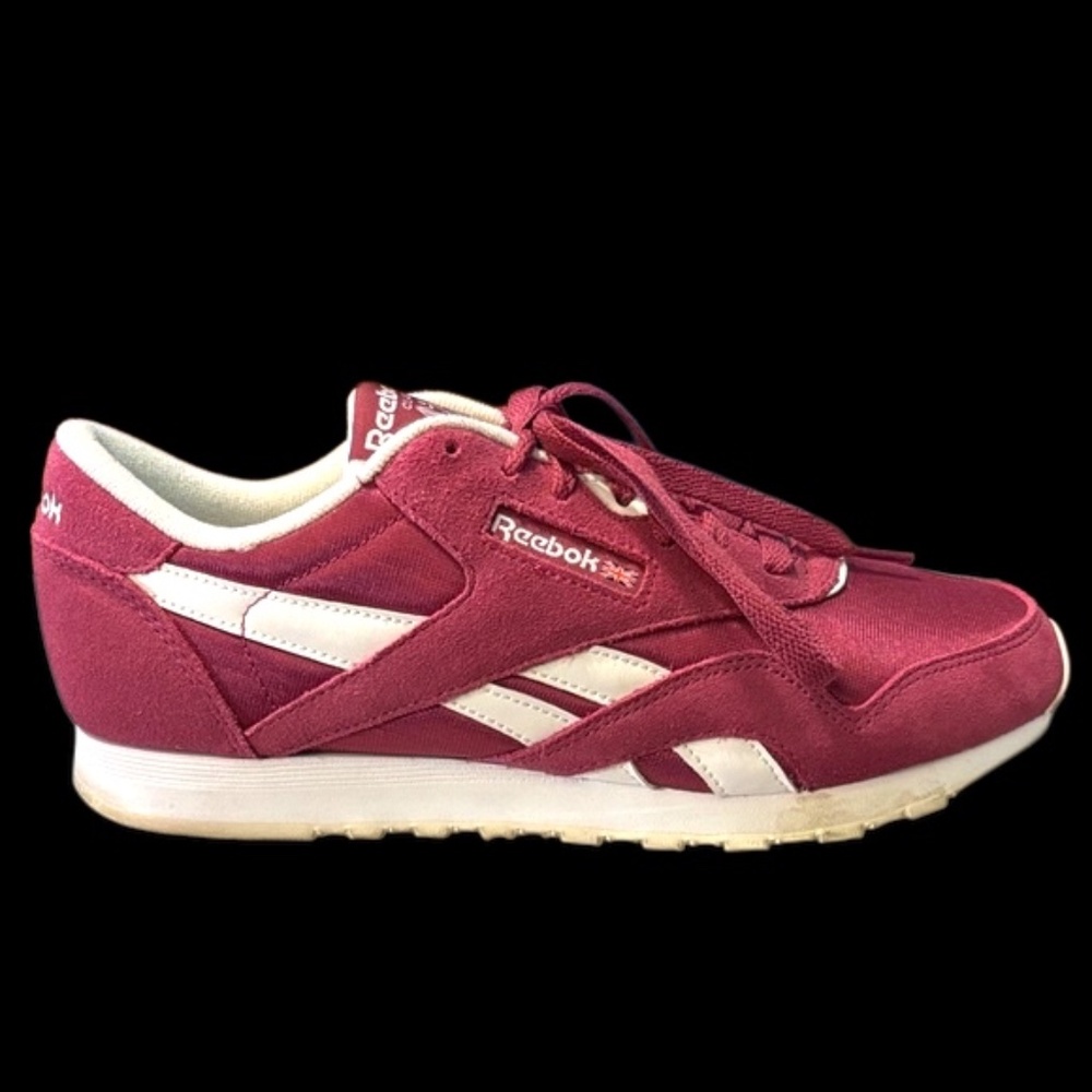 Reebok Classic Nylon Maroon and White (Dark Pink) Sneakers - Picture 5 of 15